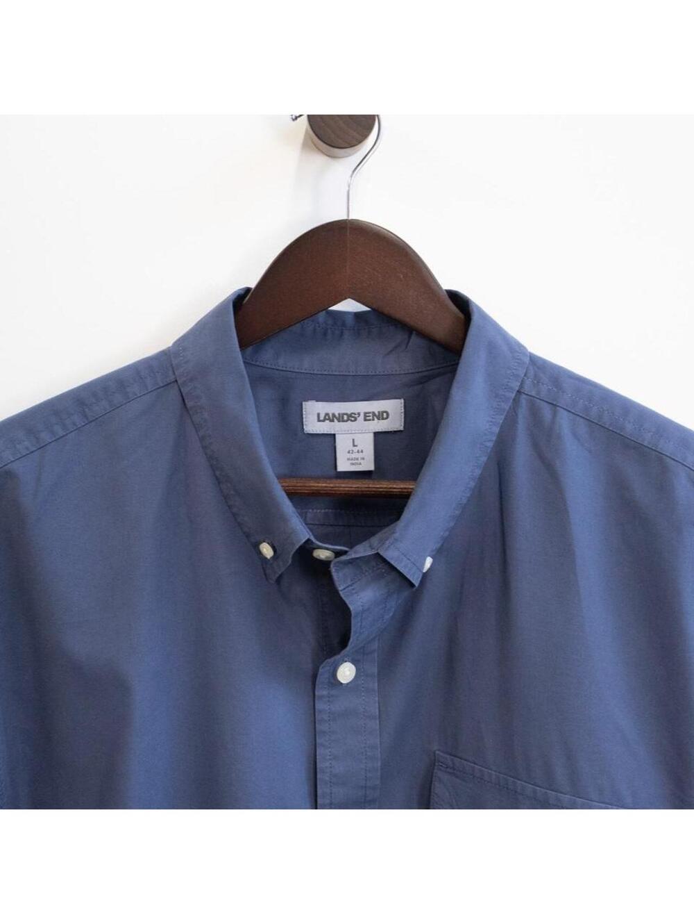 Lands’ End Blue Button-Down Long Sleeve Shirt